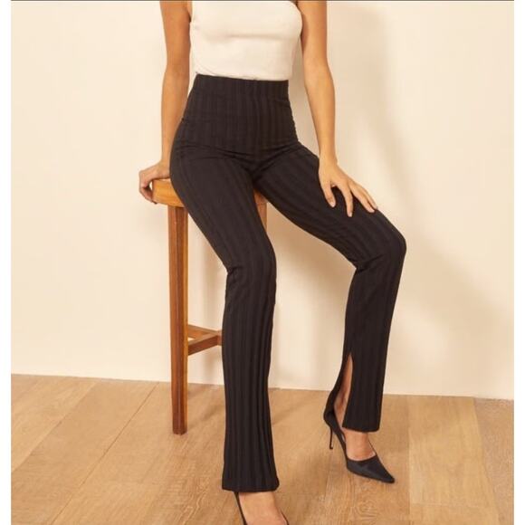 Reformation Pants - Reformation Flash Pant Black High-Rise Flare Split Hem Sz S